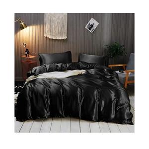 Satin Sheet Set 7 Pcs Satiny Texture Luxurious, Royal Look Satiny Sheet Combo Set 1 Flat Sheet 1 Fitted Sheet 1 Duvet Cover 4 Pillowcases! Black/Queen