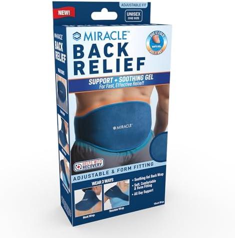 Miracle Back Relief Gel-Infused Compression Wrap for 360-Degree Neck, Shoulder & Back Support, Comfortable & Form Fitting Upper/Lower Back Support Wrap for Cold & Hot Compression M