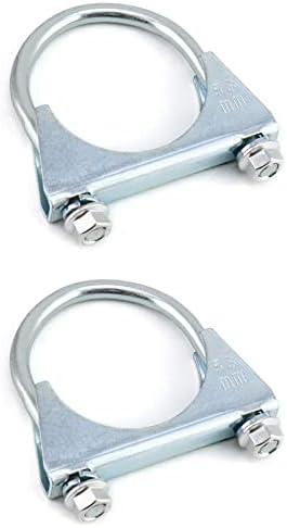 QWORK U-Bolt Muffler Tip Exhaust Hook, 2-1/4" OD 2Pcs Stainless Steel Universal Silencer Exhaust Clip