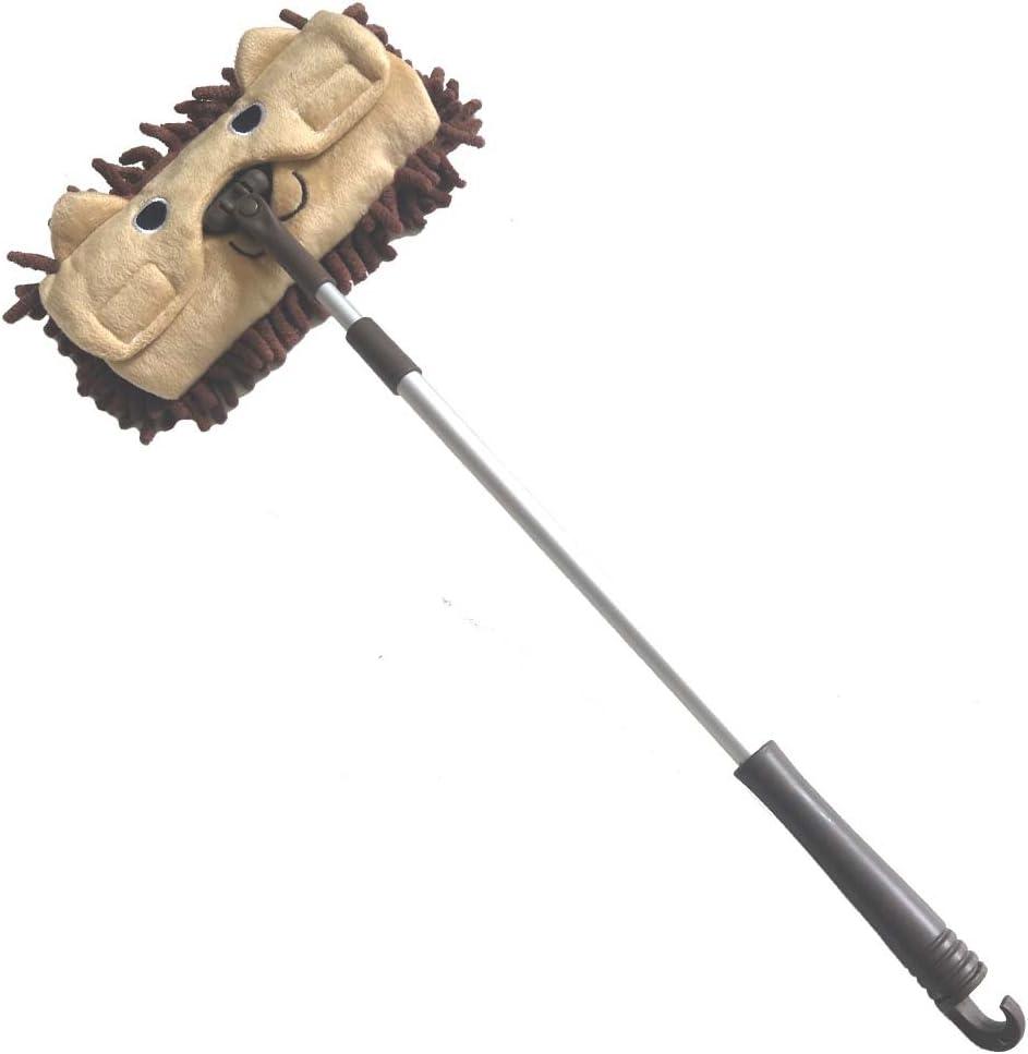 Mini Microfiber Chenille Cartoon Flat Dust Mop for Children,Detachable,360 Degree Rotation, Extension-Type (Brown)