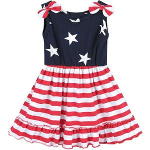 4th of July Dress Toddler Girls American Flag Casual Sundress Baby Patriotic Outfit 2T 3T