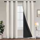 Yakamok 100% Blackout Curtains for Bedroom 84 Inch Length, Total Light Blocking Drapes with Black Backing, Thermal Insulated Solid Grommet Panels for Living Room, 38Wx84L,Cream, 2 Panels