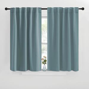 NICETOWN Blackout Curtain Panels for Kitchen - (Greyish Blue Color) 29x36 inch, 2 Panels Set, Room Darkening Blackout Drapes for Window