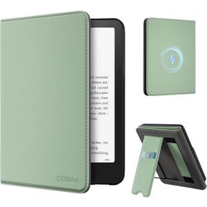 CoBak Wireless Charge Stand Case for 7" Kindle Paperwhite 12th Gen 2024 and Kindle Colorsoft with Hand Strap - Compatible with iPhone MagSafe, for Samsung/Anker Wireless Charging Pads, Auto Sleep Wake