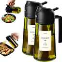 TrendPlain - Original 16oz/ 470ml Olive Oil Dispenser Bottle for Kitchen Gadgets and Air Fryer Accessories - Olive Oil Sprayer for Cooking w/ Stickers - 2 Black