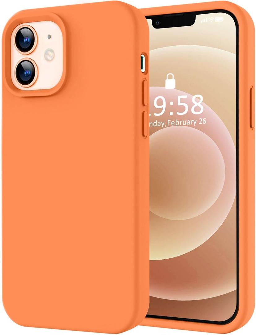 LOVE 3000 Designed for iPhone 12 Case/iPhone 12 Pro Case, Premium Silicone with [Soft Anti-Scratch Microfiber Lining] Shockproof Protective Phone Case for Men Women Girls 6.1", Bright Orange