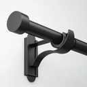 ROTHLEY Long Curtain Rods for Windows 66 to 120 Inch Extendable Heavy Duty Black Curtain Pole 1 Inch Diameter Decorative Curtains Rod Drapery Rods For Bedroom With Klick Fit Brackets-Stud Finial