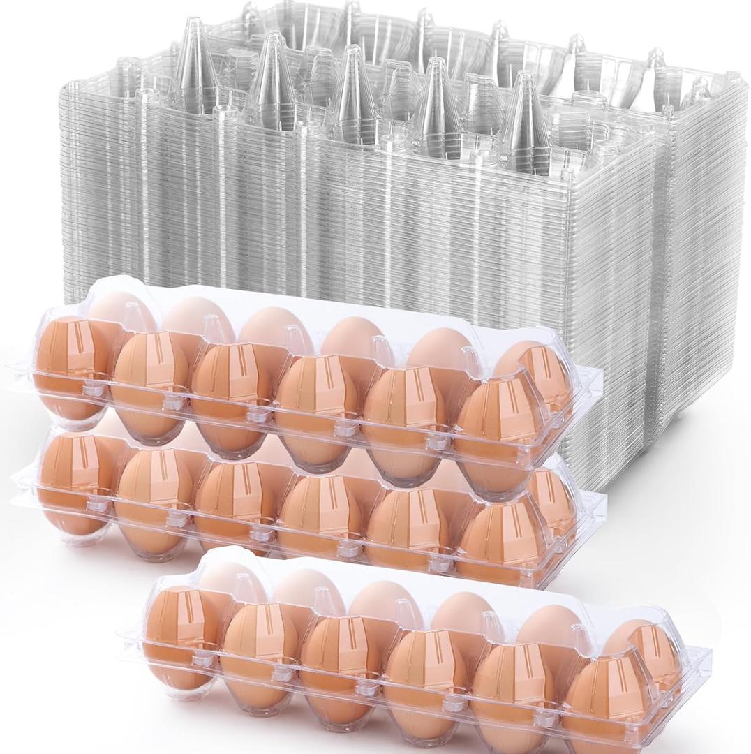 48 Pack Egg Cartons Cheap Bulk 12 Count, 1 Dozen Clear Empty Chicken Egg Cartons for Chicken Eggs, Plastic Egg Holder Egg Container for Family, Chicken Farm and Markets - Medium Reusable Egg Carton