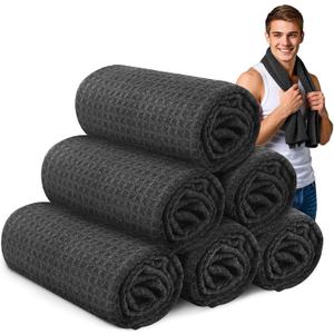 Microfiber Gym Towels for Showering Working Out Quick Dry Negative ions Large Middle Small Sizes Lightweight Gym Towel for Men Women Tennis Sports Towels for Body Hot Yoga Fitness Essentials, Black 16 inch X 27 inch