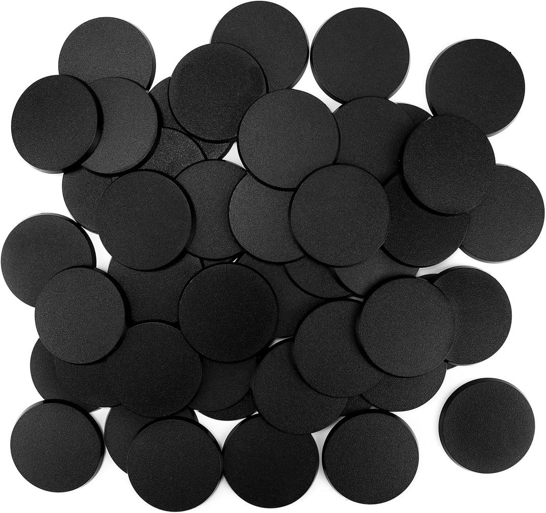 30PCS 60mm/2.36inch Textured Plastic Black Round Miniature Bases, Model Base for Gaming Miniatures or Wargames Table Top Games
