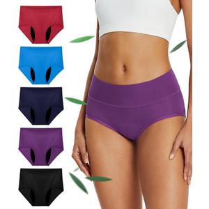 Incontinence Underwear for Women, Leak Proof Reusable Washable Full Briefs for Bladder Leak, Postpartum 5 Pack (Multicolor01, X-Large)