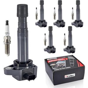 Pindex 6 Pack UF624 UF603 Ignition Coils and Spark Plugs Coil Packs Kit Compatible with Honda Acura 2008-2017 Accord Odyssey Pilot Ridgeline RDX RL TL MDX ZDX 3.5L 3.7L