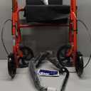 Drive Medical Rollator Walker with Seat - Stable Mobility Support - Height Adjustable - Durable Steel Frame Construction - Smooth 7.5" Wheels - Foldable Frame - 350 Lb Limit - Red