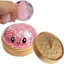Mystery Glitter Dumpling Squishies Box,Stress Relief Fidget for Adults & Teens Stocking Stuffers Gift Soft Squeeze Stress Balls (Pink Glitter)
