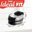 Gourmia Belgian Waffle Maker Compact Design with Upright Storage, Adjustable Browning, and Easy-Clean Nonstick Ceramic Plates, Stainless Steel