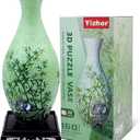 3D Puzzle Vase,Unique Flower Vase Made by 160 Curved Plastic Puzzle Pieces for Adults, Warming Gift for Flower Arrangements and Home Decoration,Crafts for Adults(Bamboo)