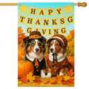 IVN Happy Thanksgiving Puppy Garden Flag 12x18 Inch Double Sided Autumn Leaf Pumpkin Outdoor Yard Flag for Home Front Door Lawn Porch Patio Decor
