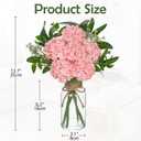 Hollyone Pink Hydrangea Artificial Flowers in Clear Glass Vase with Faux Water Silk Hydrangeas Fake Flowers Floral Arrangement for Home Bathroom Kitchen Office Table Centerpiece Shelf Decorations