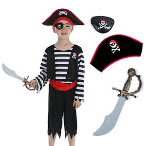 Leadtex Children's Pirate Costume Suit for Toddlers Boys Girls with All in one Pirate Suit,Cutlass, (Kids(4-6), White/Black)