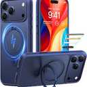 TORRAS Ostand for iPhone 17 Pro Case Magnetic, Fit for MagSafe, 4X Military Drop Protection, Camera Control, Slim Phone Case for iPhone 17 Pro with Kickstand, Translucent Matte Cover 6.3", Deep Blue