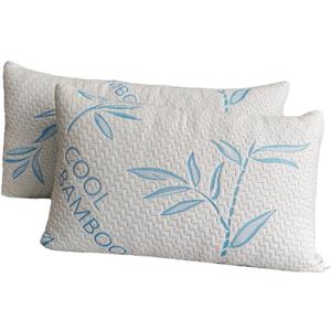 2 Pack King Size Rayon Derived from Bamboo Pillows for Sleeping, Cooling Shredded Memory Foam Adjustable Rayon Derived from Bamboo Bed Pillow with, Removable/Washable Cover (King 2 Pack) (King (Pack of 2))