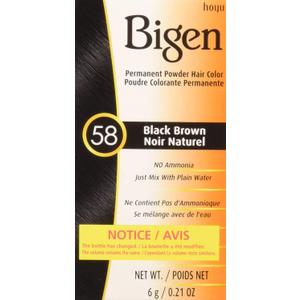 Bigen Permanent Powder Hair Color 58 Black Brown 1 ea (Pack of 9)