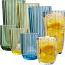 Acrylic Clear Highball Plastic Cups | Plastic Reusable Tumblers 15oz & 20oz (Set of 8) | Stackable | BPA-free Tumblers | Shatterproof | Top-rack Dishwasher Safe