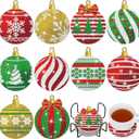 FairySandy 10 Pcs Christmas Diamond Painting Coasters Christmas Ball Diamond Art Coasters with Holder Xmas Ball Diamond Coasters 5D Full Diamond Coasters Kit Diamond Painting Kits for Adults