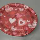 50Pcs Valentine's Day Oval Paper Plates 10" x 12" Large Red Pink Hearts Plates Disposable Heavy Duty Red Pink & White Heart Platters for Valentines Day Wedding Anniversary Engagement Party Decorations