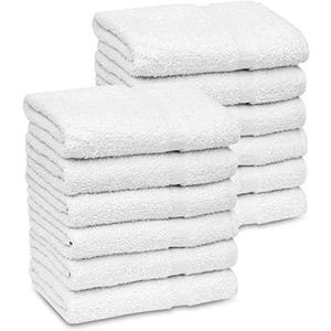 GOLD TEXTILES Bulk Bath Towels White 12 Pack (22x44 Inches) Economy Light Weight Easycare