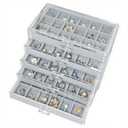 HOUKANWE Acrylic Earring Holder Organizer with 5 Drawers Clear Earring Organizer Box with 90 Adjustable Grids Velvet Earring Display Case Jewelry Organizer for Earrings Rings Studs (Grey)
