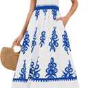 Summer Dress for Women Boho Floral Sundress 2025 Flowy Casual Spaghetti Strap A Line Beach Vacation Maxi Dress (White, S)