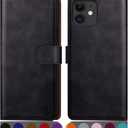 SUANPOT for iPhone 11 6.1 inch (Non 11 Pro 5.8") Leather Wallet case with RFID Blocking Credit Card Holder, Flip Folio Book Phone case Shockproof Cover Pocket for Women Men for Apple 11 case Black