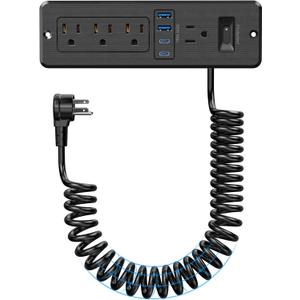 Furniture Drawer Outlet Kit, 65W USB C Recessed Power Strip with 4 Outlets & 4 USB Ports,Hidden Charging Station for Home Office 6 FT