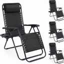 NEWBULIG Zero Gravity Chairs Set of 4, Folding Lounge Recliner Chair, 4 Pack