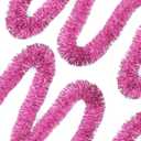 50 Feet Pink Tinsel Garland Christmas Foil Tinsel Garland Decoration Metallic Banner Wall Hanging Tinsel Streamers Garland for Christmas Tree Birthday Party Decorations (3.54" x 50', Pink)