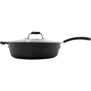 Starfrit The Rock Terra 12" Ceramic Deep Fry Pan with Lid, Black