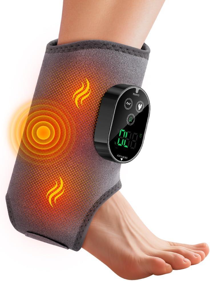 Cordless Ankle Heating Pad, Foot and Ankle Massager with Heat Foot Triple Method Massager Rechargeable Cordless Design with 6 Heating 3 Massage Modes & Timer