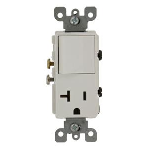 Leviton 20 Amp, 120 Volt, Decora Single-Pole, AC Combination Switch, Commercial Grade, Grounding, 5636-W, White