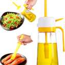 16oz/470ml Glass Olive Oil Sprayer for Cooking  2 in 1 Canola Oil Spray Bottle for Kitchen, Wide-opening Spray Bottle with Silicone Basting Brush, Kitchen Gadgets for Air Fryer, Salad, BBQ (15.9 Ounces)