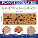 Large Welcome Door Mat 48'' x 16'' Long Non Slip Front Doormat for Indoor Outdoor Entrance, Seasonal Decorative Rug for Holiday Home Porch Patio Entryway Decor(Brown,Independence Day)