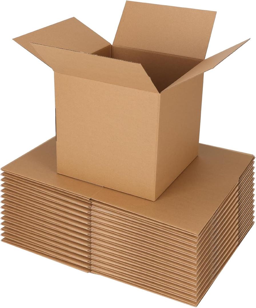 ZBEIVAN Shipping Boxes Mailers 10x10x10 inches Corrugated Cardboard Small Packing Kraft Moving Mailing Box, Pack of 15