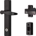 Ideal Security 1216 Surface Mount Storm Door Handle with Lock and Key for 1  1  inches Thick Doors (Black, 4-Posts)