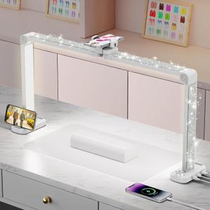 iVict Nail Desk Lamp, 34" Nails Tech Light with Phone Stand, 0-100% Adjustable Brightness, 3000K-6000K Color Temperature Led Desk lamp for Nail, Tattoos, Eyebrows, Beauty(Diamond, Large)