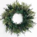 24 Inch Artificial Christmas Wreaths for Front Door Real Touch PE Pine Wreath for Winter Fireplace Holiday Party Farmhouse Decorations Green
