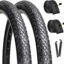 Hycline 26x2.125 Cruiser Bike Tires Set: 2-Pack 26-inch Premium Butyl Rubber Puncture-Resistant Folding Replacement Bicycle Tires for Beach Cruiser and Urban Commuting Bicycle (Black)