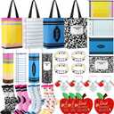 Sieral 32 Pcs Teacher Appreciation Gifts Bulk for Women End of Year Graduation Thank You Gifts for Teachers Set of 4 Tote Bag Cosmetic Bag 20oz Tumbler Socks Bracelet Keychain Card