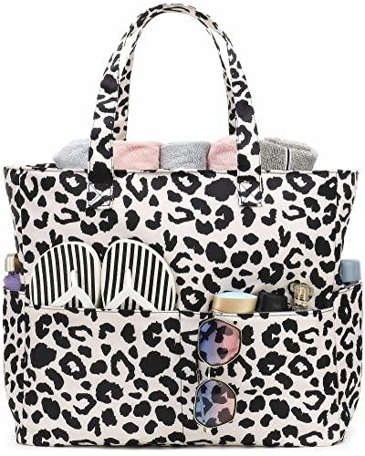 Bluboon Waterproof Beach Tote Pool Bags for Women Ladies Extra Large Carry On Bag With Wet Compartment for Weekender Travel | Waterproof, Extra Large, With Wet Compartment, for Weekender Travel, Waterproof, Extra Large (Beige Floral 157)