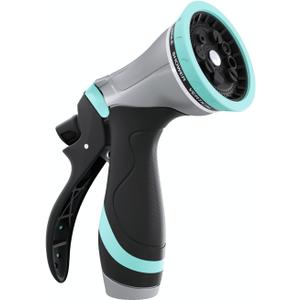 QUOBAS Metal Garden Hose Nozzle, 10 Pattern Heavy Duty Water Nozzle with Leak-Proof Aluminum Construction, Adjustable Garden Sprayer for Watering Plants, Washing Cars, Pet Shower