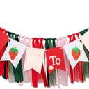 Strawberry 1/2 Way To One High Chair Banner - 6 Months Birthday Party Decorations, Berry Sweet Girl Half Birthday Party Supplies High Chair Banner, Strawberry Sign Baby Shower Party Garland